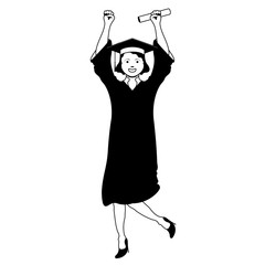 Isolated happy graduating woman. Vector illustration design