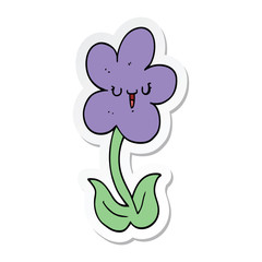sticker of a cartoon flower with happy face