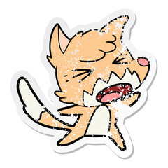distressed sticker of a angry cartoon fox