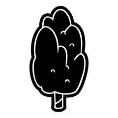 cartoon icon drawing single green tree