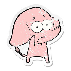 distressed sticker of a cartoon unsure elephant