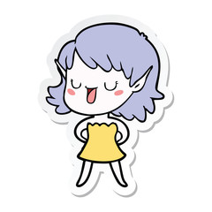 sticker of a cartoon elf girl