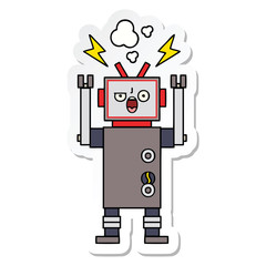 sticker of a cute cartoon broken robot