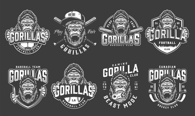 Obraz premium Vintage monochrome sport clubs logos set