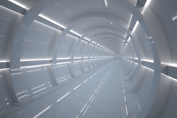 Naklejka premium Futuristic tunnel. Fantasy on the theme of space. 3D illustration