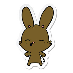 sticker of a curious bunny cartoon