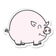 sticker of a quirky hand drawn cartoon pig