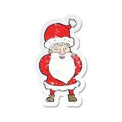 retro distressed sticker of a cartoon santa claus