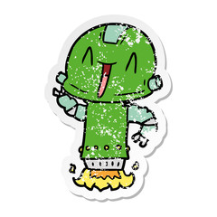 distressed sticker of a cartoon robot