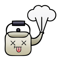 gradient shaded cartoon steaming kettle