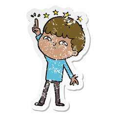 distressed sticker of a cartoon amazed boy