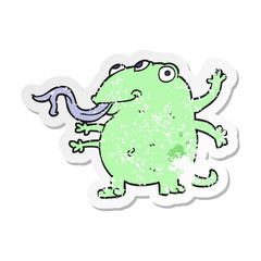 retro distressed sticker of a cartoon alien