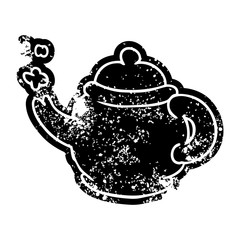 grunge icon drawing of a blue tea pot