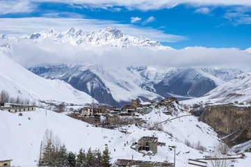 Fototapeta na wymiar Himalaya Snow Covered Mountain Landscape