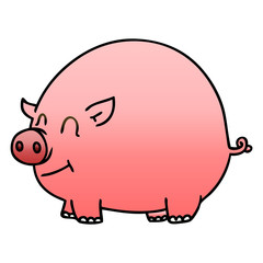 quirky gradient shaded cartoon pig