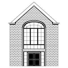 Monochrome front view of a modern house. Vector illustration design