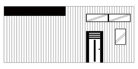 Monochrome front view of a modern house. Vector illustration design