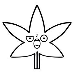 line drawing cartoon marijuana leaf