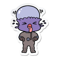 sticker of a disgusted cartoon alien