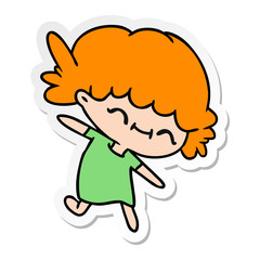 sticker cartoon of cute kawaii girl