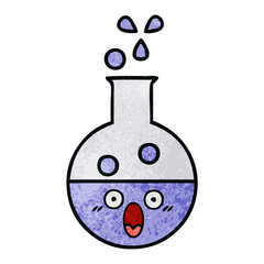 retro grunge texture cartoon test tube