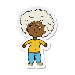 sticker of a cartoon annoyed old woman