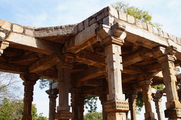 Stone pillars at Qutub Minar