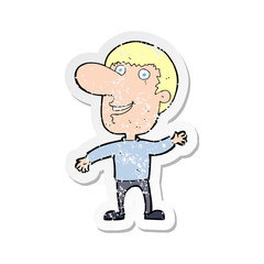 Fototapeta premium retro distressed sticker of a cartoon waving man
