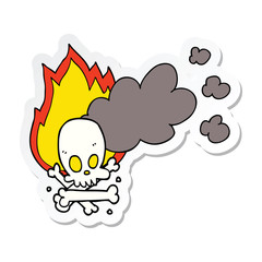 sticker of a cartoon spooky burning bones