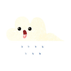 retro illustration style cartoon rain cloud