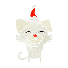 retro cartoon of a dog wearing santa hat