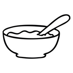 quirky line drawing cartoon bowl of porridge