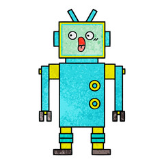 retro grunge texture cartoon robot