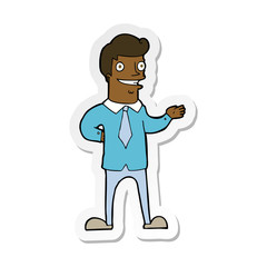 sticker of a cartoon salesman