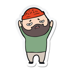 sticker of a cartoon worried man with beard