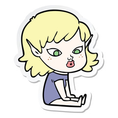 sticker of a pretty cartoon elf girl