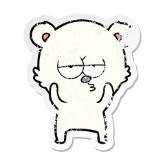distressed sticker of a bored polar bear cartoon