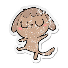 distressed sticker of a cute cartoon dog