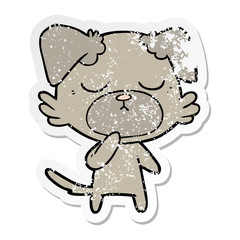 distressed sticker of a cute cartoon dog
