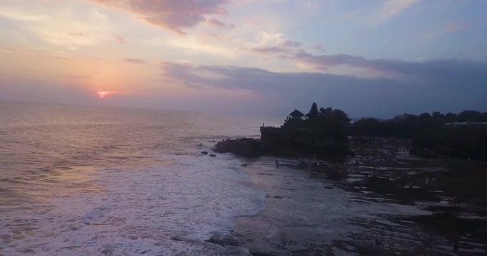 Balinese tempel at sunset in Indonesia