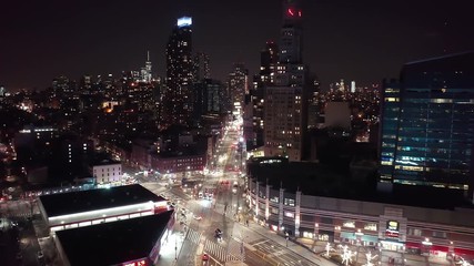 Drone Footage of Flatbush Avenue in Downtown Brooklyn at night.