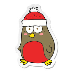sticker of a cartoon christmas robin