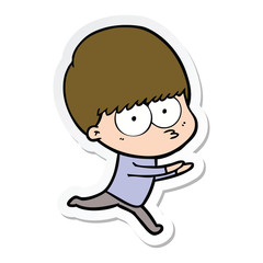 sticker of a nervous cartoon boy