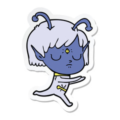 Fototapeta premium sticker of a cartoon alien girl
