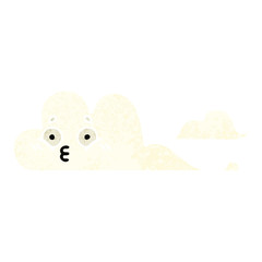 retro illustration style cartoon white cloud