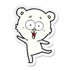 sticker of a laughing teddy  bear cartoon