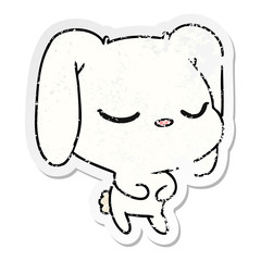 distressed sticker cartoon of cute kawaii bunny
