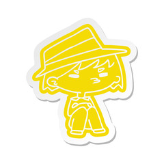 cartoon sticker of a kawaii cute boy