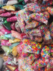 Colourful beads at a market shop in Shanghai