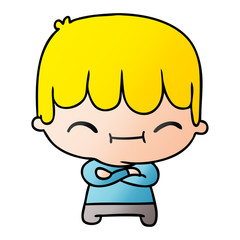 gradient cartoon of kawaii cute boy